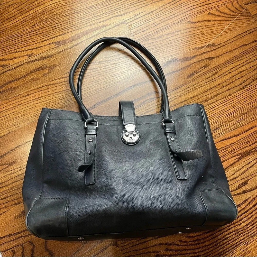 Tumi Black Textured Leather Tote